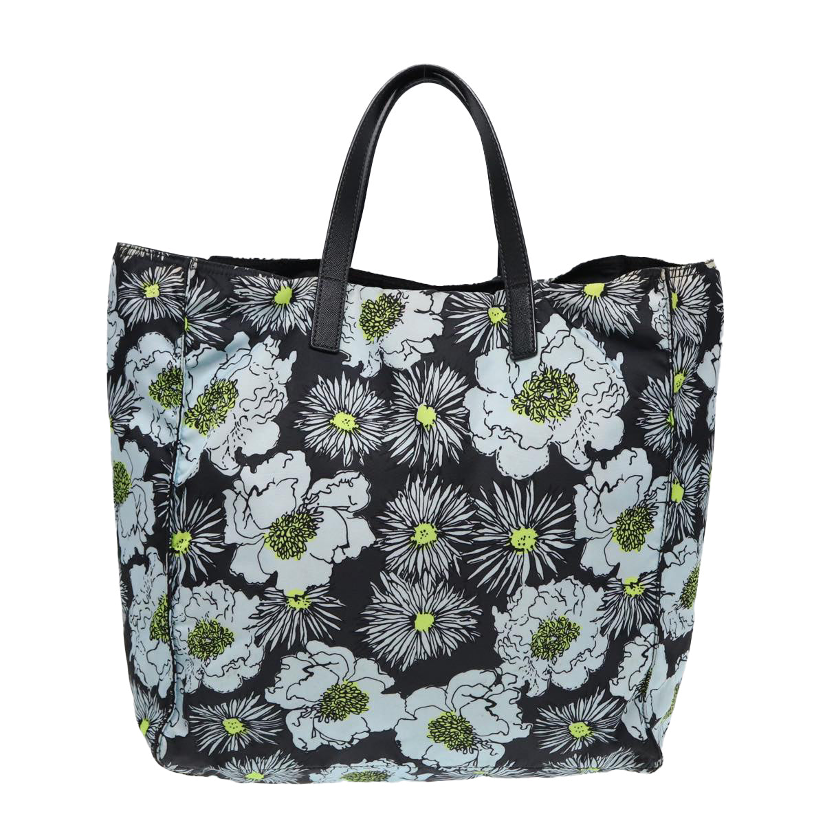 PRADA Tote Bag Nylon Black Blue Silver Auth