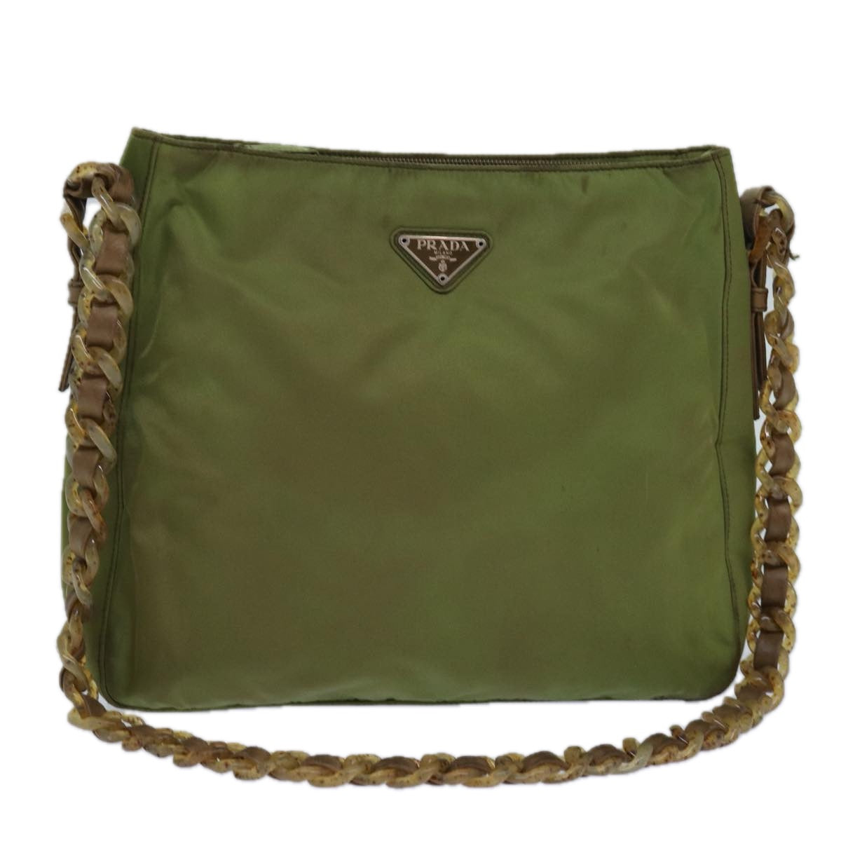 PRADA Shoulder Bag Nylon Khaki Auth