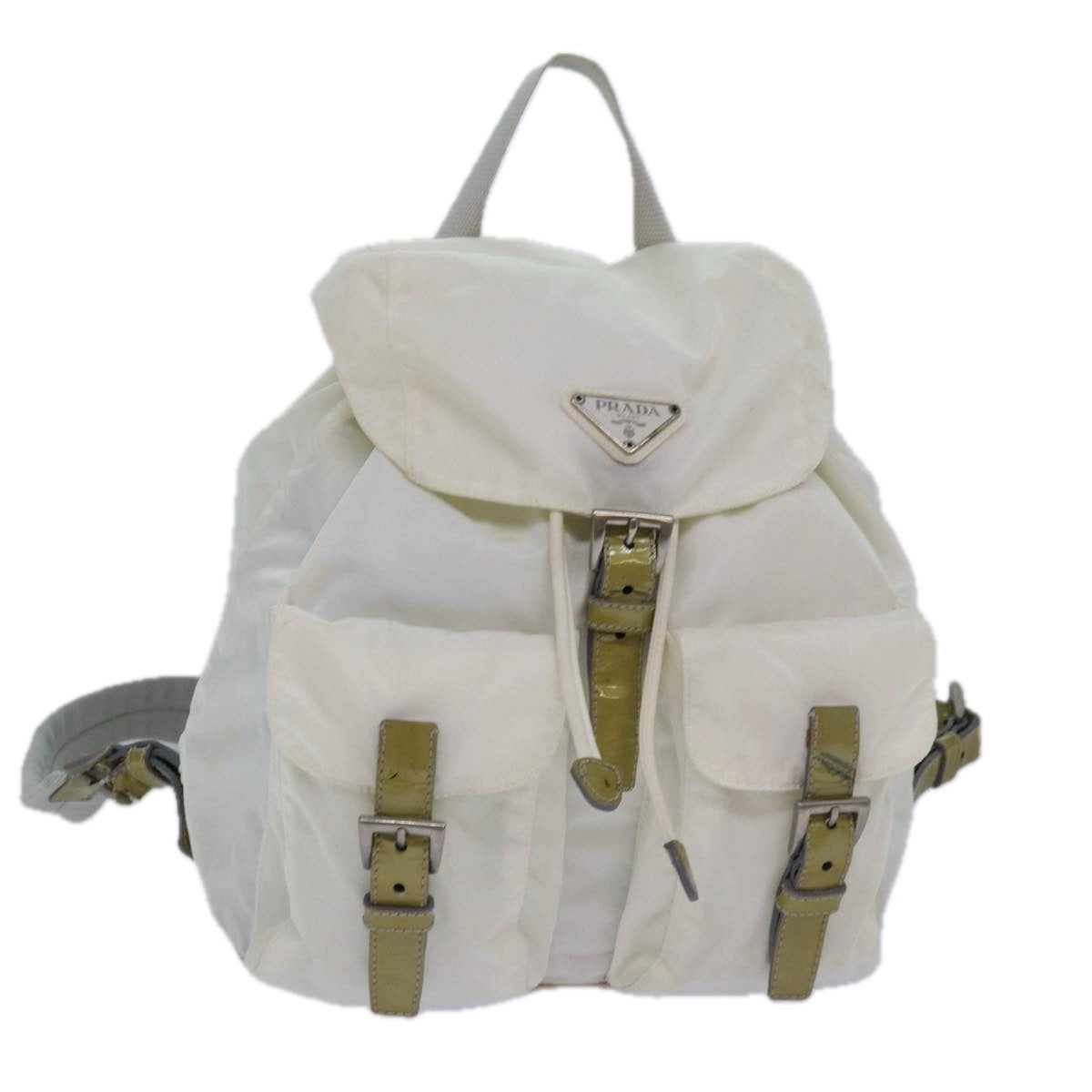 PRADA Backpack Nylon White Silver Auth