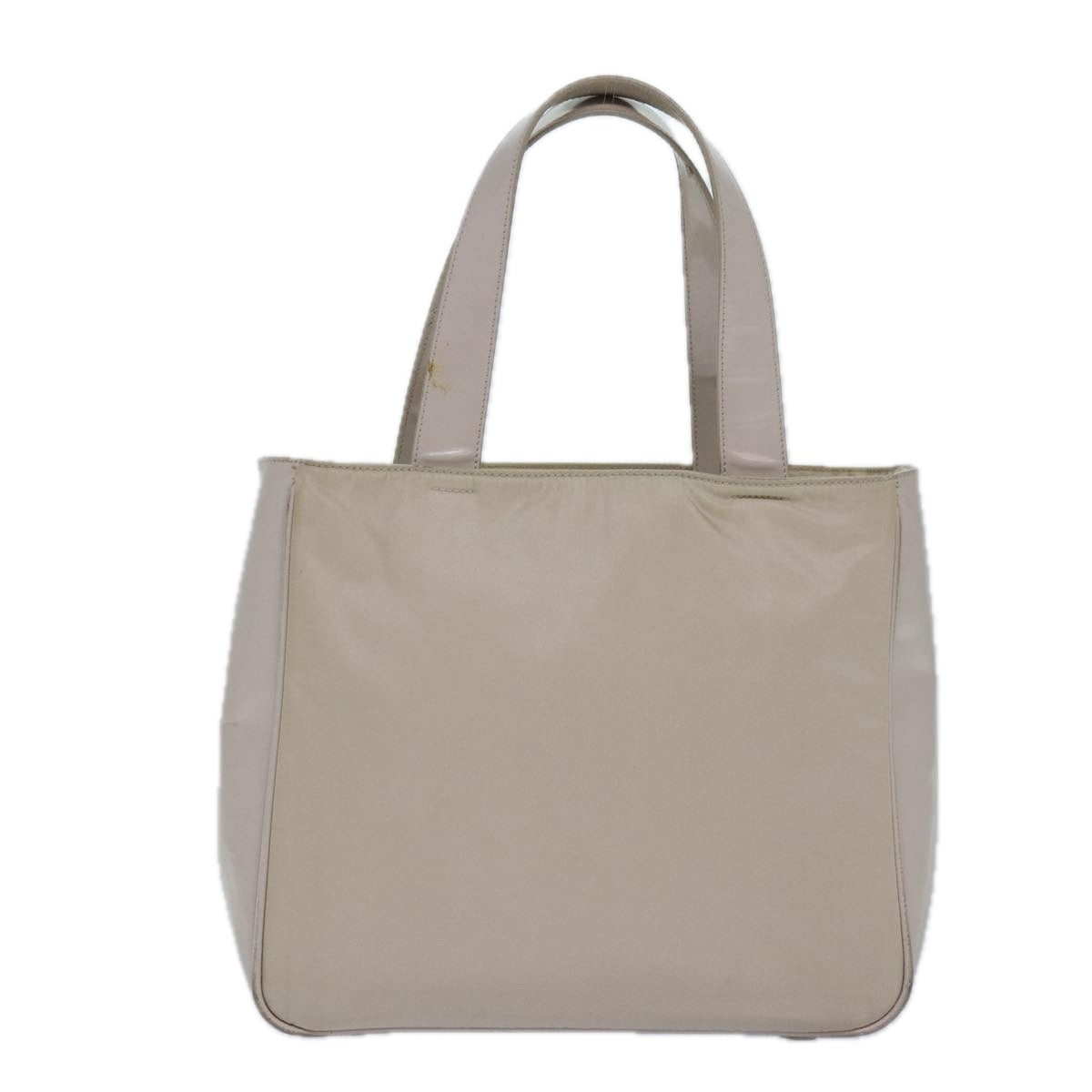 PRADA Tote Bag Enamel nylon Silver White Auth