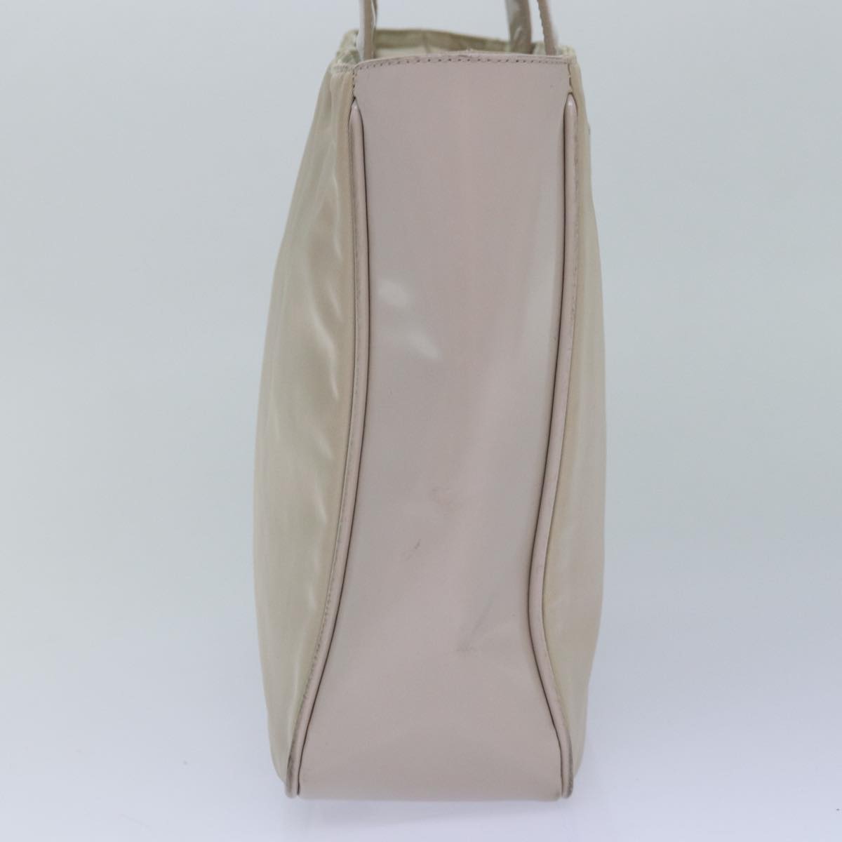 PRADA Tote Bag Enamel nylon Silver White Auth