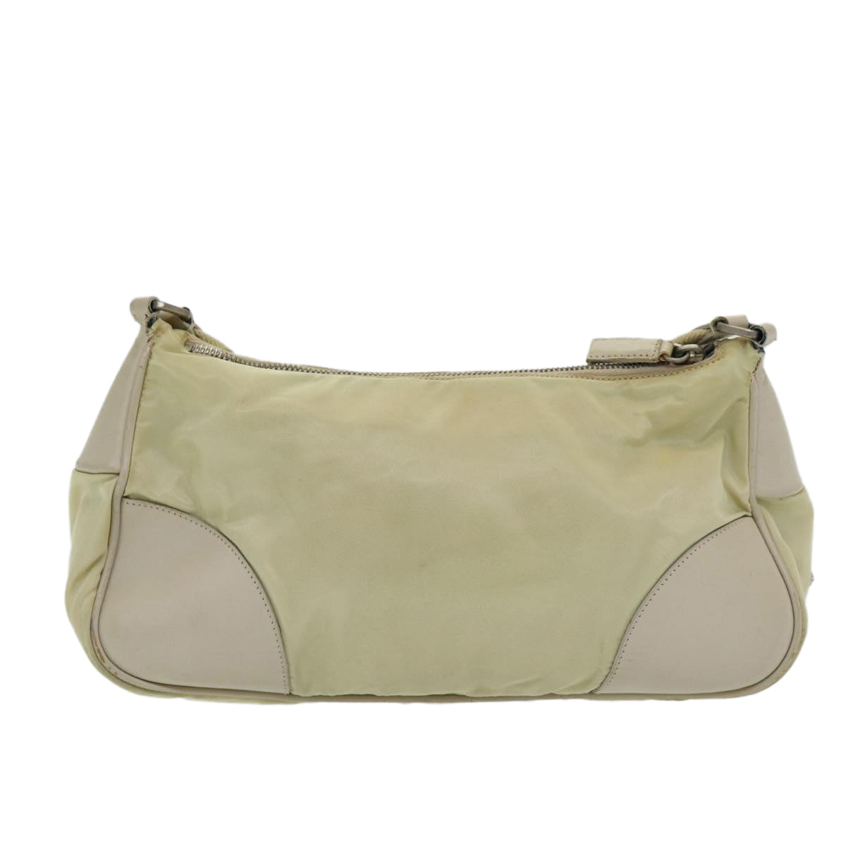 PRADA Shoulder Bag Nylon White Silver Auth