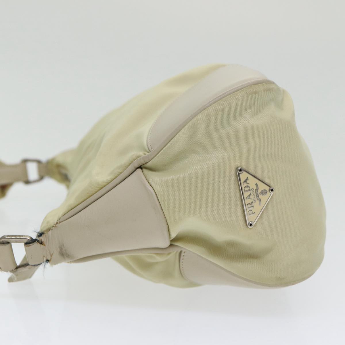 PRADA Shoulder Bag Nylon White Silver Auth