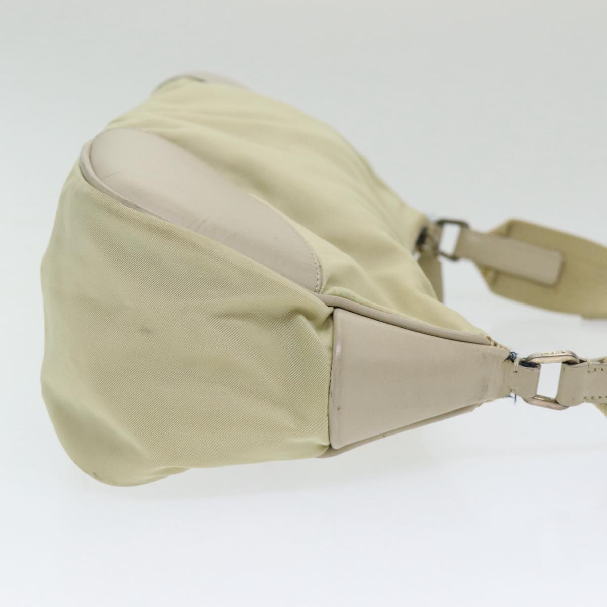PRADA Shoulder Bag Nylon White Silver Auth