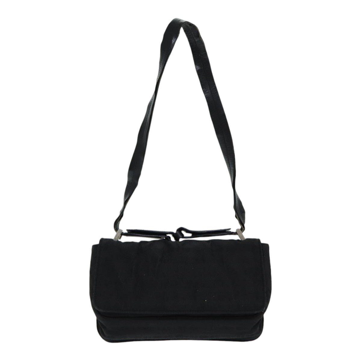 PRADA Shoulder Bag Nylon Black Silver Auth