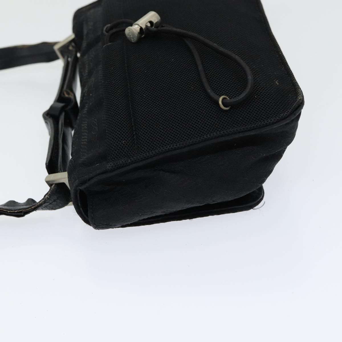 PRADA Shoulder Bag Nylon Black Silver Auth
