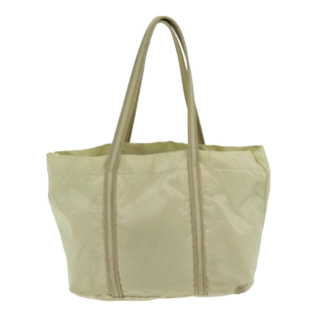 PRADA Hand Bag Nylon Silver Beige Auth