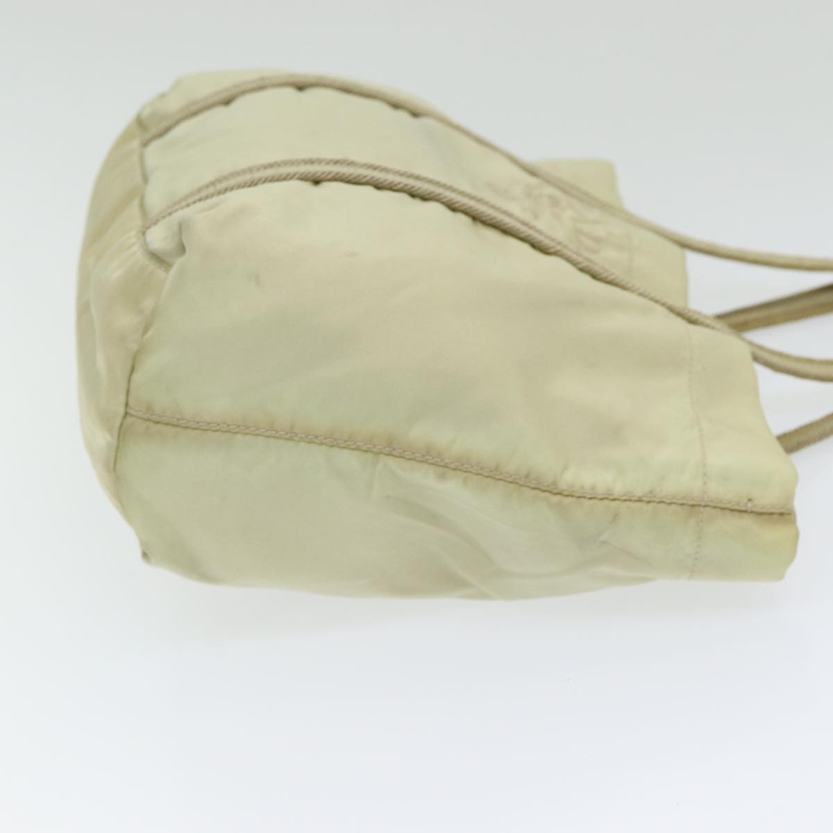 PRADA Hand Bag Nylon Silver Beige Auth