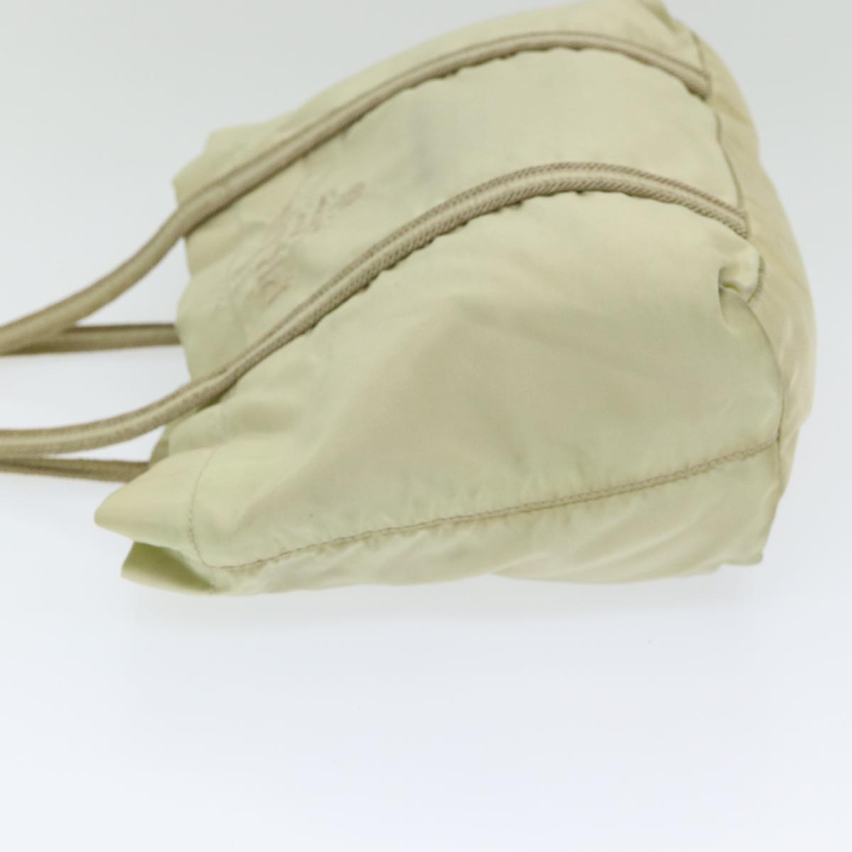PRADA Hand Bag Nylon Silver Beige Auth