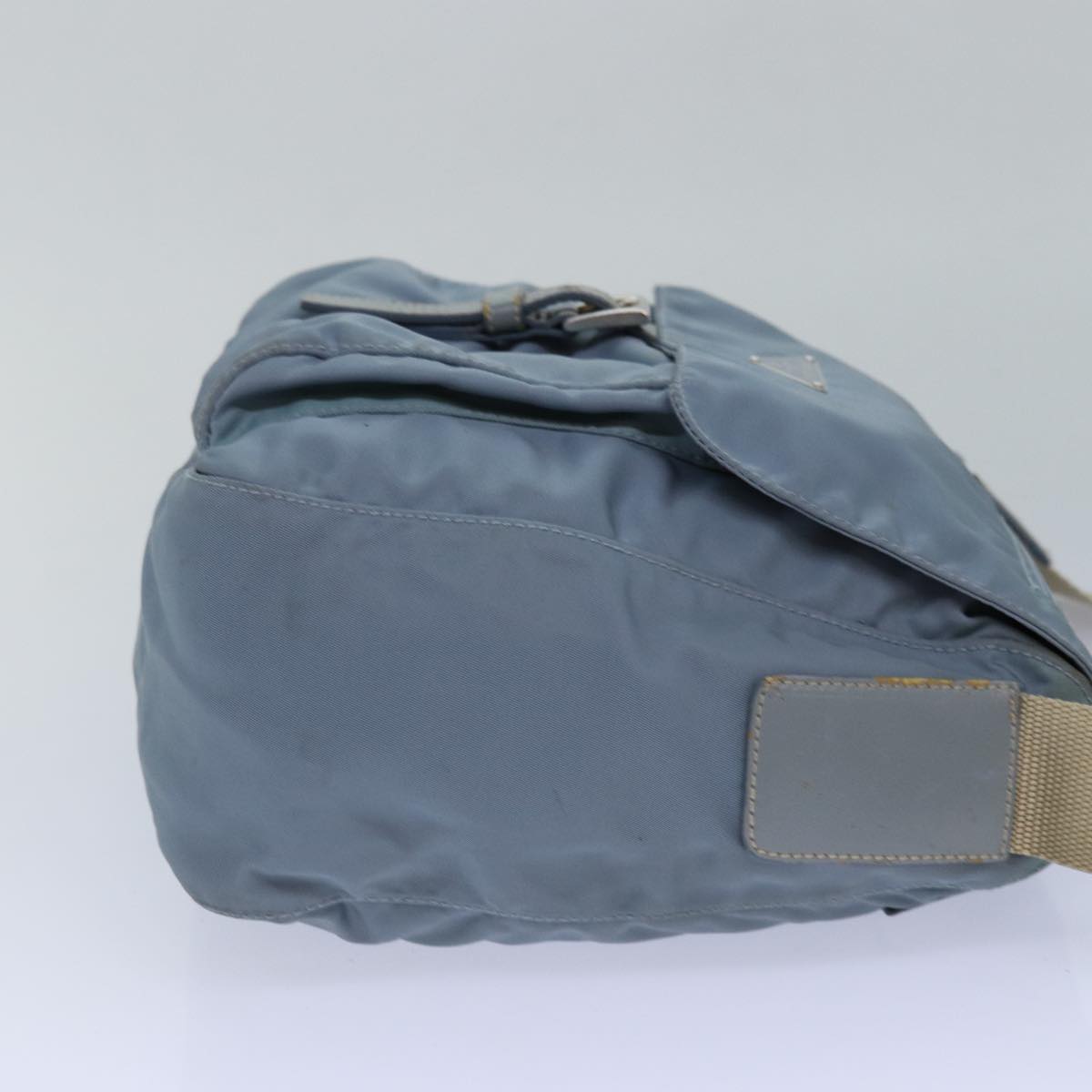 PRADA Shoulder Bag Nylon Light Blue Silver Auth