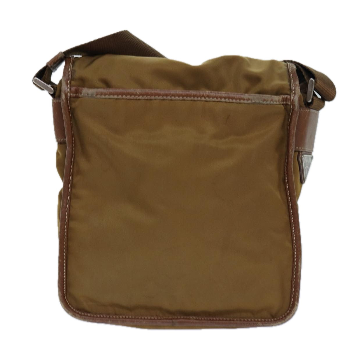 PRADA Shoulder Bag Nylon Brown Silver Auth