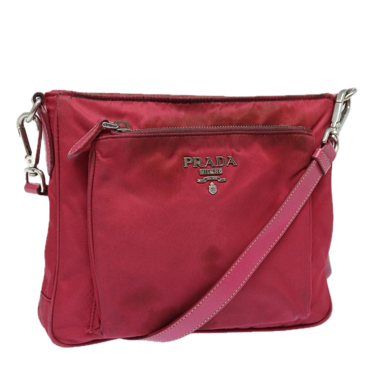 PRADA Shoulder Bag Nylon Pink Silver Auth