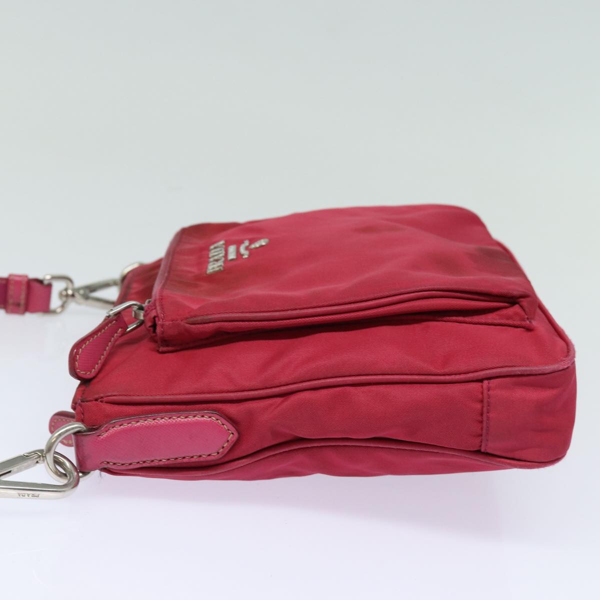 PRADA Shoulder Bag Nylon Pink Silver Auth