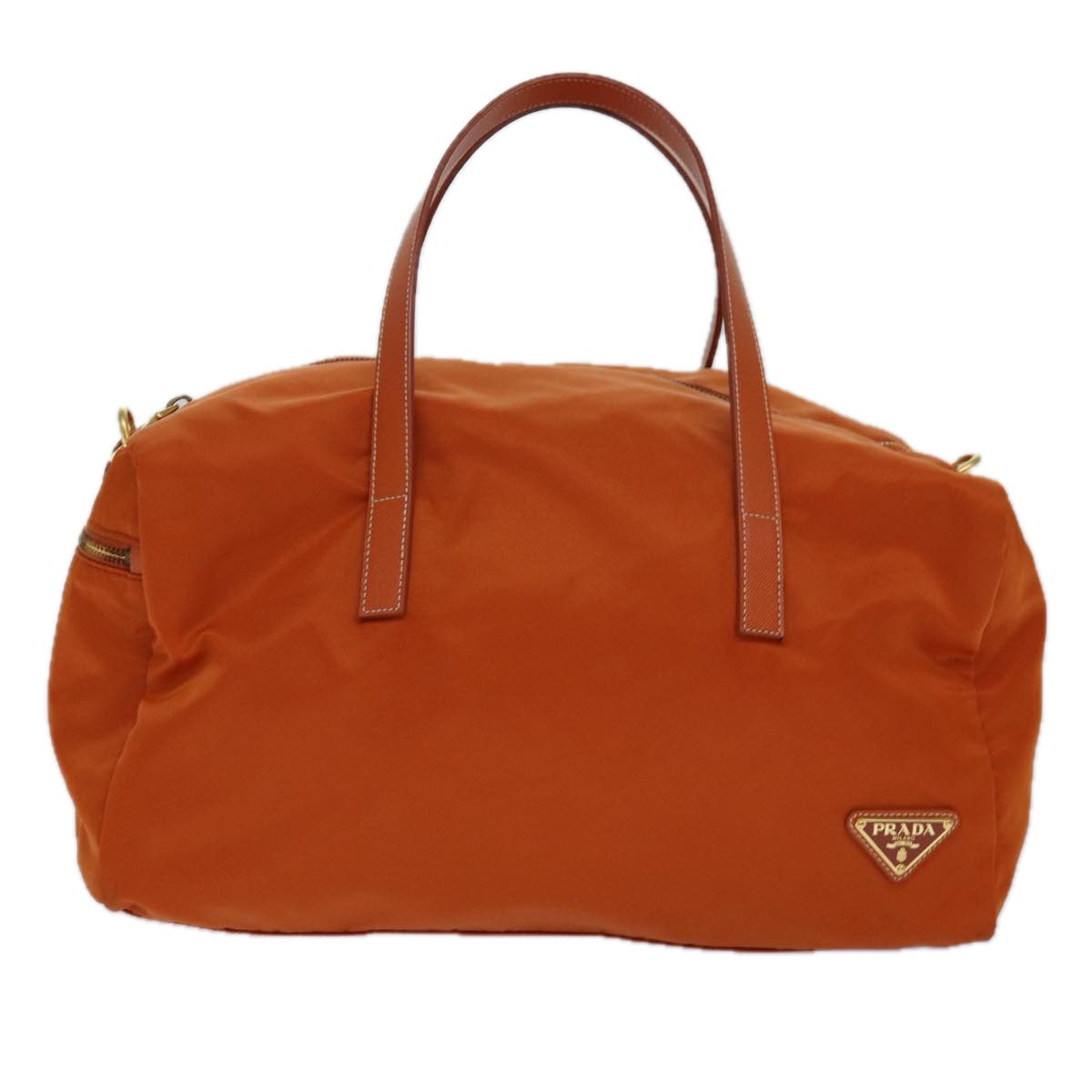 PRADA Hand Bag Nylon 2way Orange Gold Auth