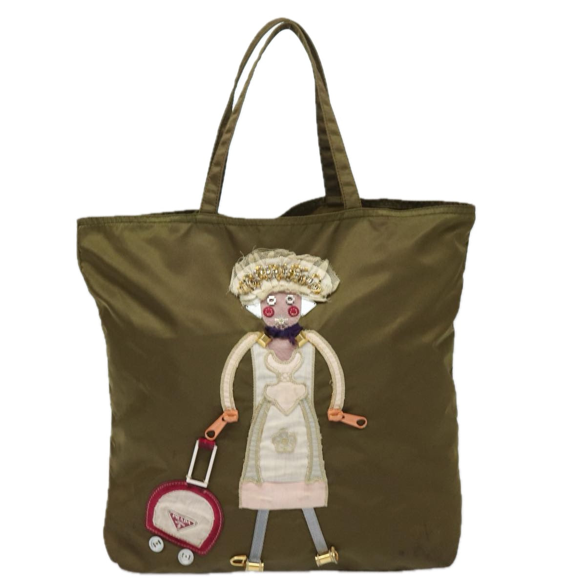 PRADA Tote Bag Nylon Khaki Auth
