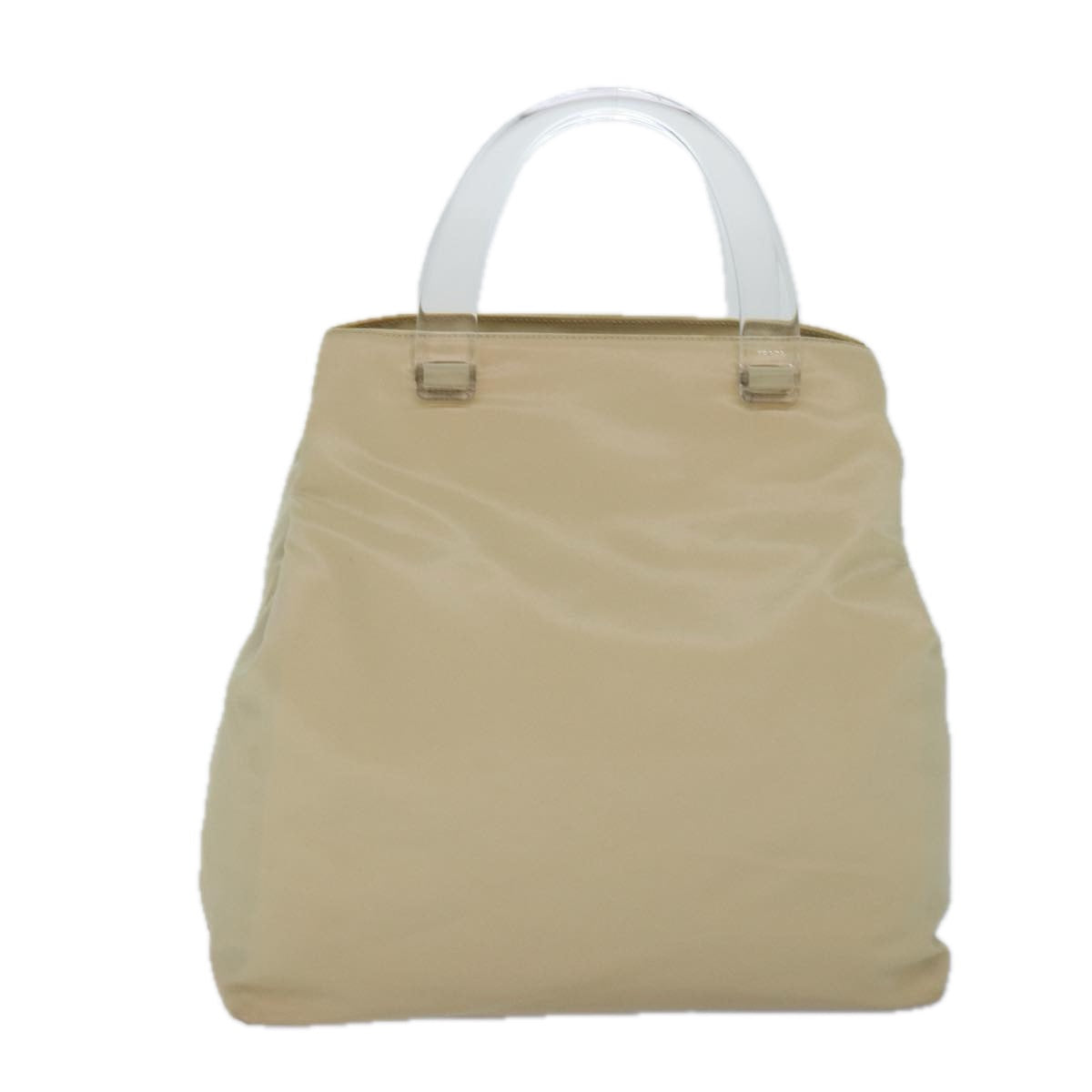 PRADA Hand Bag Nylon Silver Cream Auth