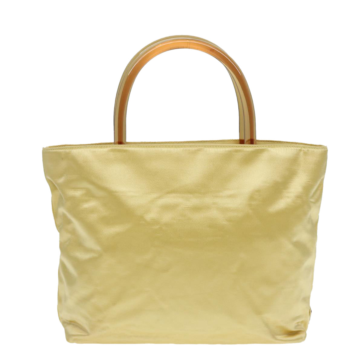PRADA Hand Bag Satin Yellow Silver Auth