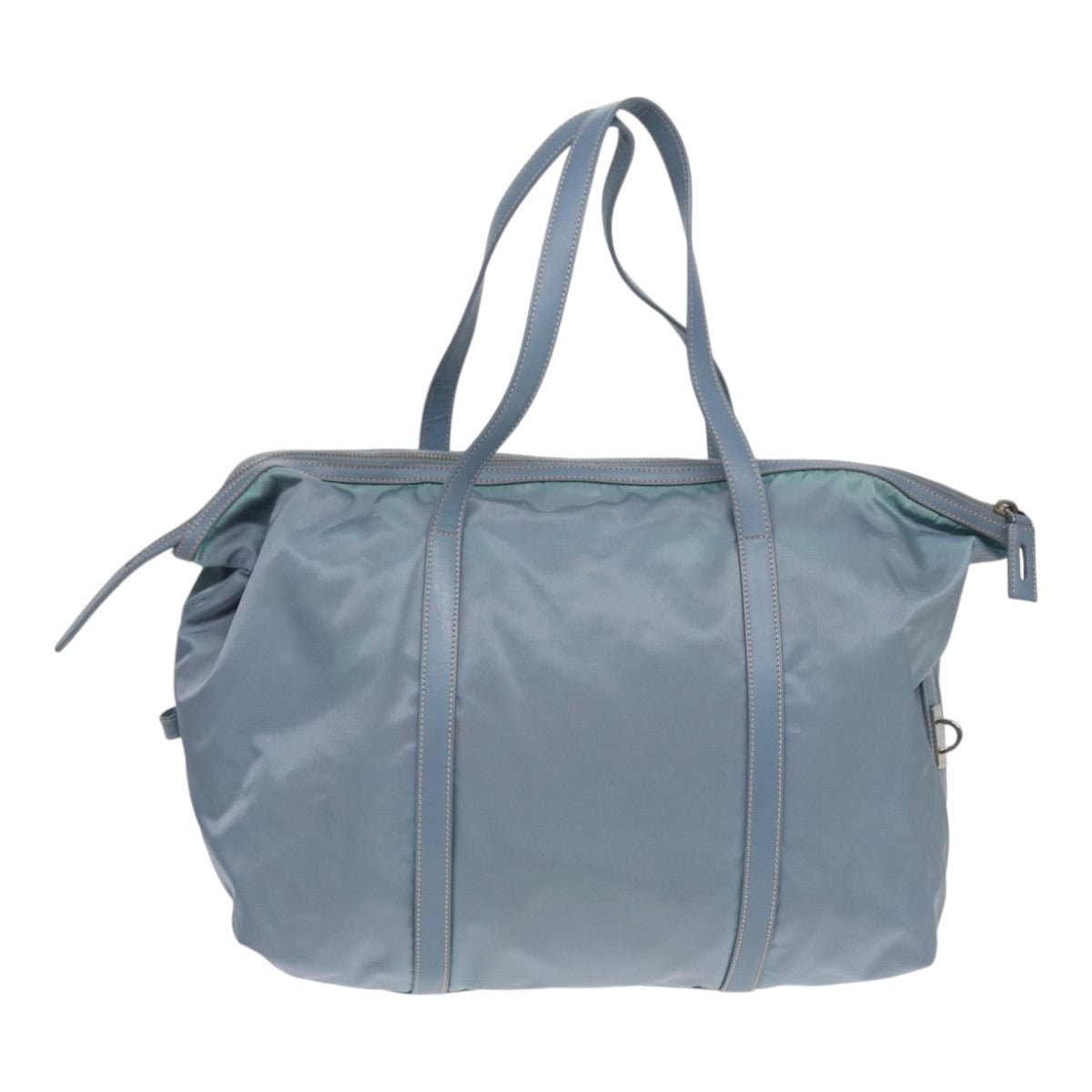 PRADA Tote Bag Nylon Light Blue Silver Auth