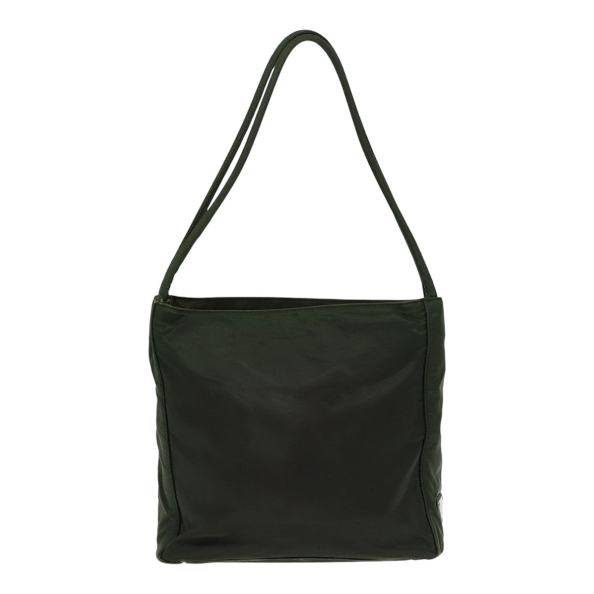 PRADA Tote Bag Nylon Khaki Silver Auth