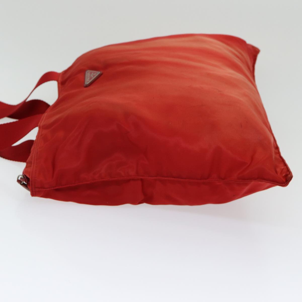 PRADA Tote Bag Nylon Red Silver Auth