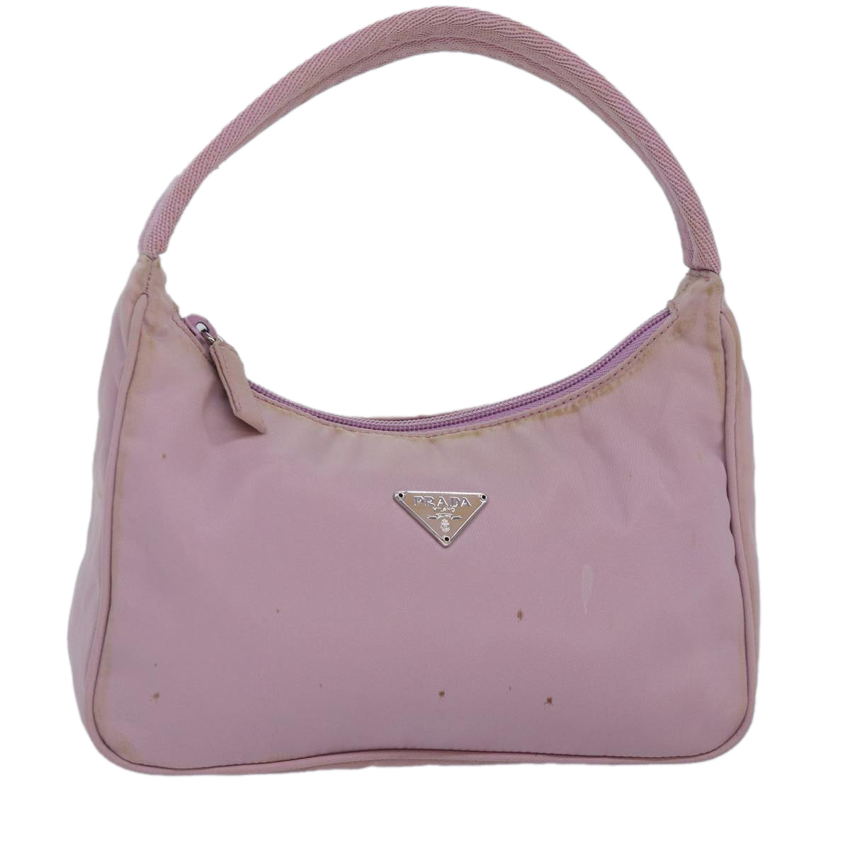 PRADA Hand Bag Nylon Pink Silver Auth