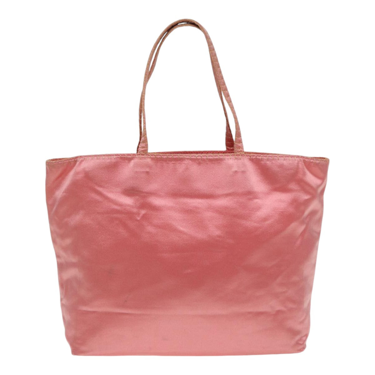 PRADA Hand Bag Satin Gold Pink Auth
