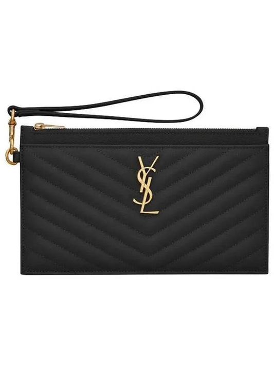 Luxury Saint Laurent Trending 2026 Cassandre Matelasse Large Zipped Clutch Bag Black