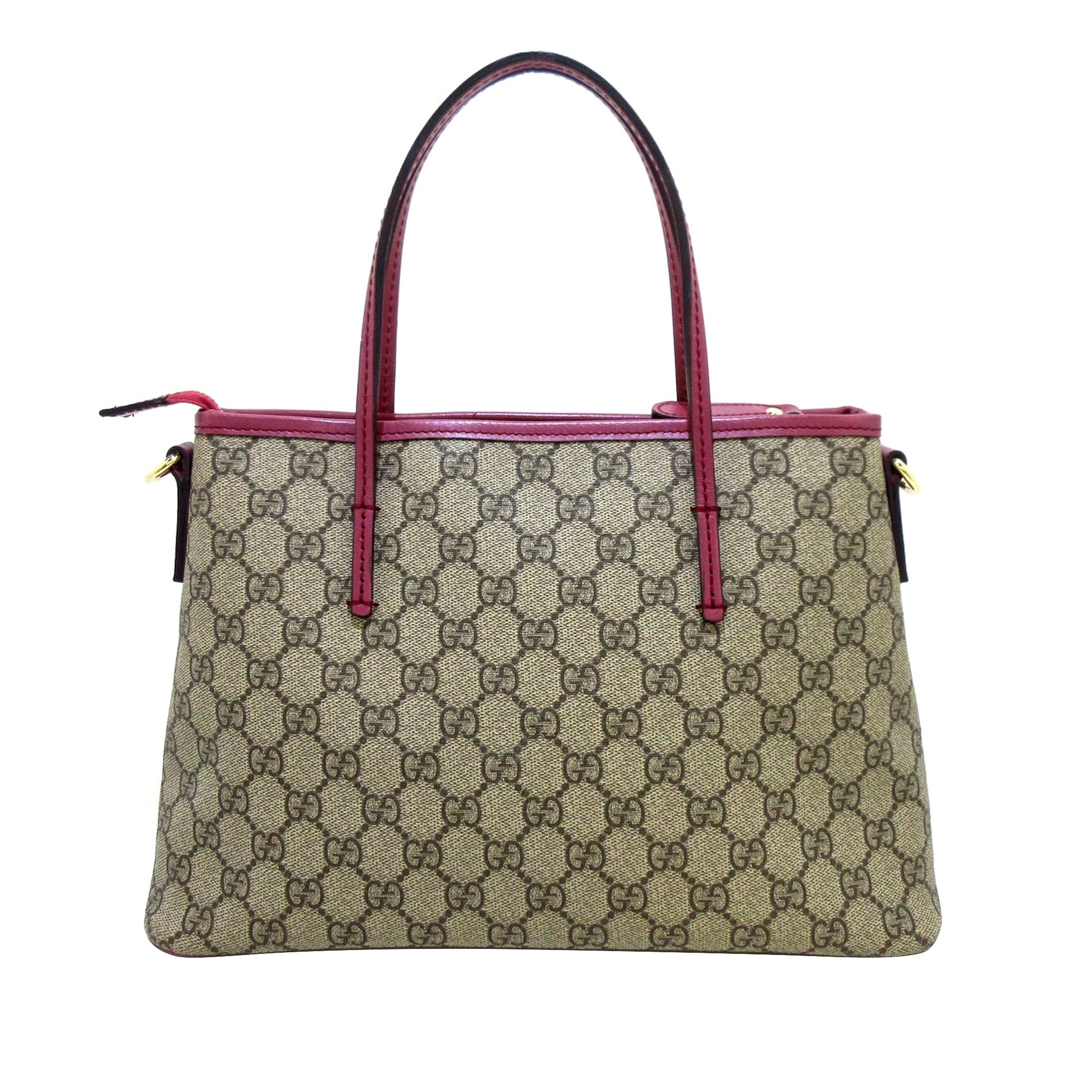 Gucci GG Supreme Brown Leather Canvas Tote Style 4