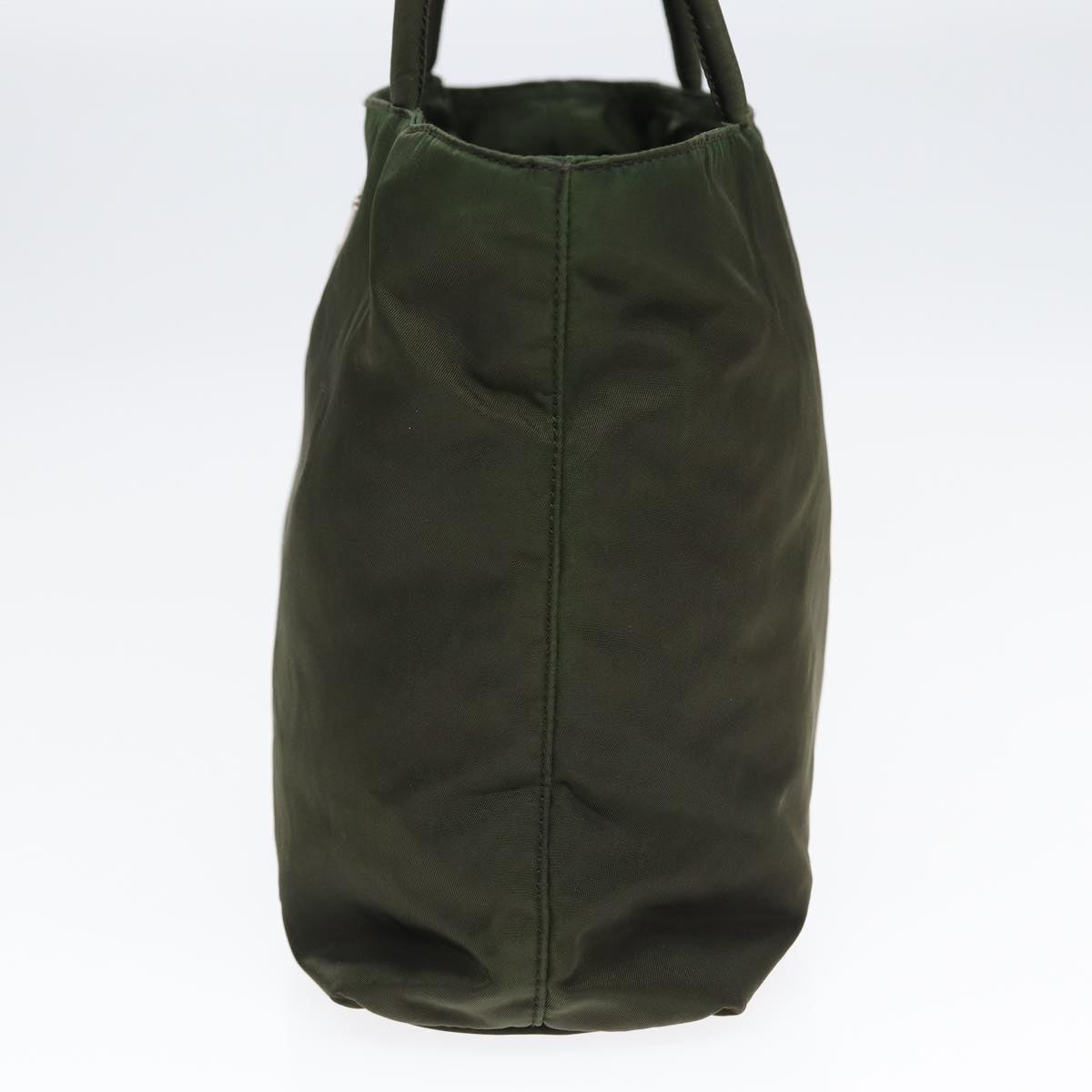 PRADA Hand Bag Nylon Khaki Silver Auth
