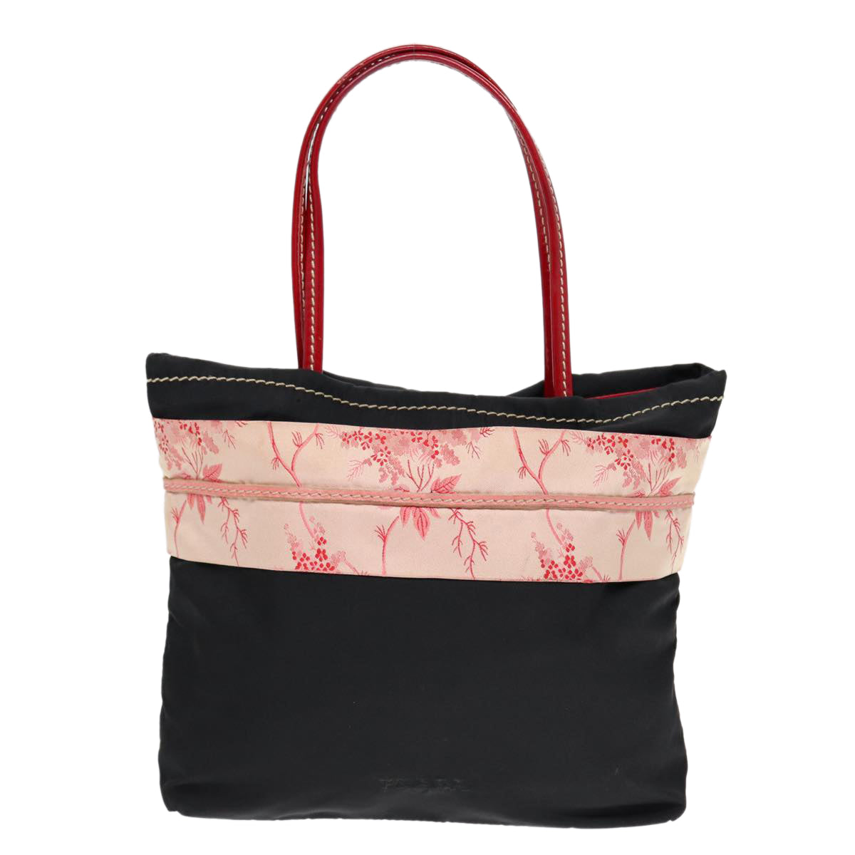 PRADA Japanese Hand Bag Nylon Black Silver Auth