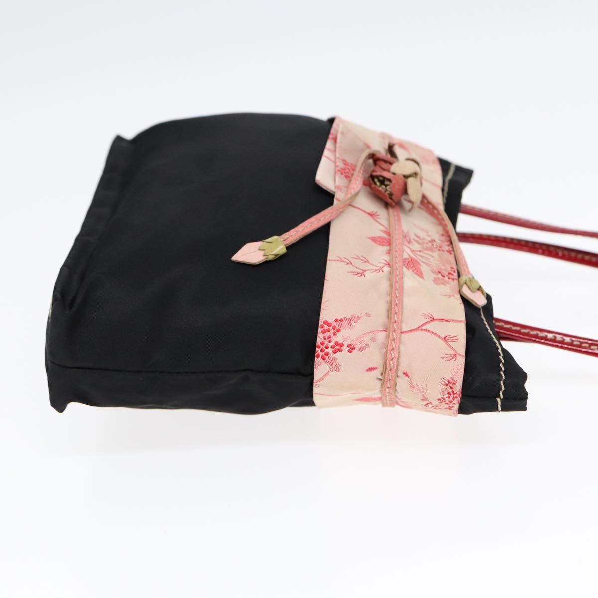 PRADA Japanese Hand Bag Nylon Black Silver Auth