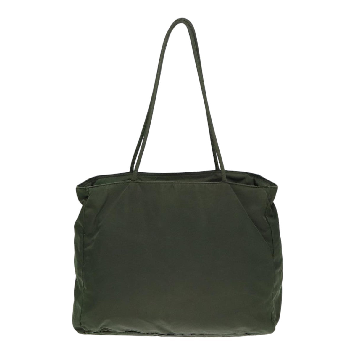 PRADA Tote Bag Nylon Khaki Silver Auth