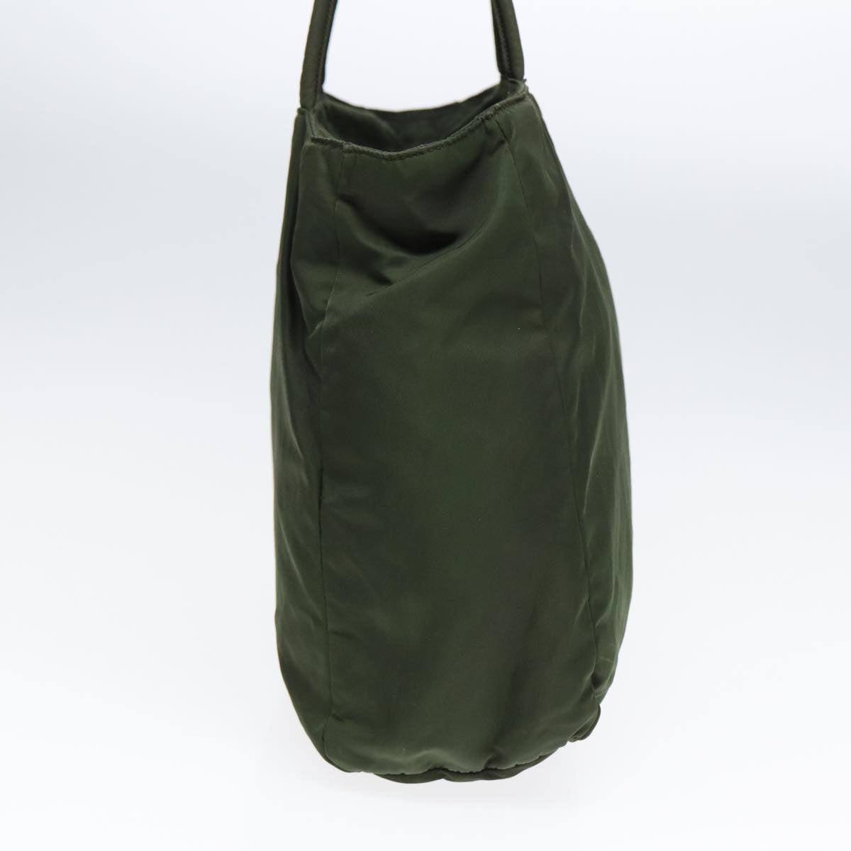 PRADA Tote Bag Nylon Khaki Silver Auth