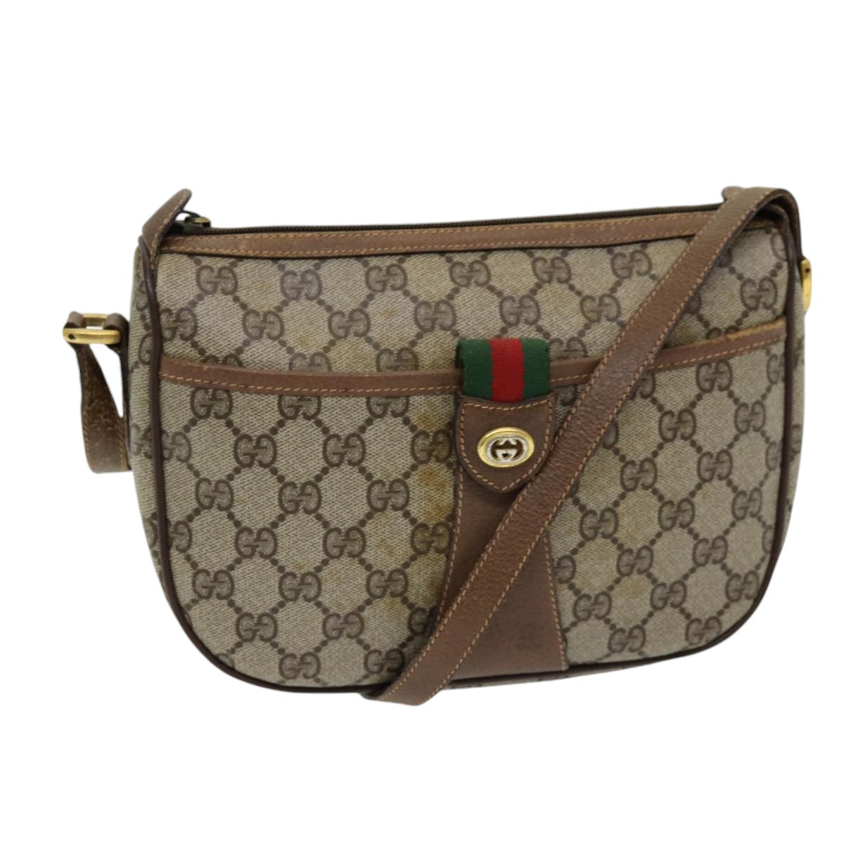 Gucci Leather Canvas Shoulder Bag