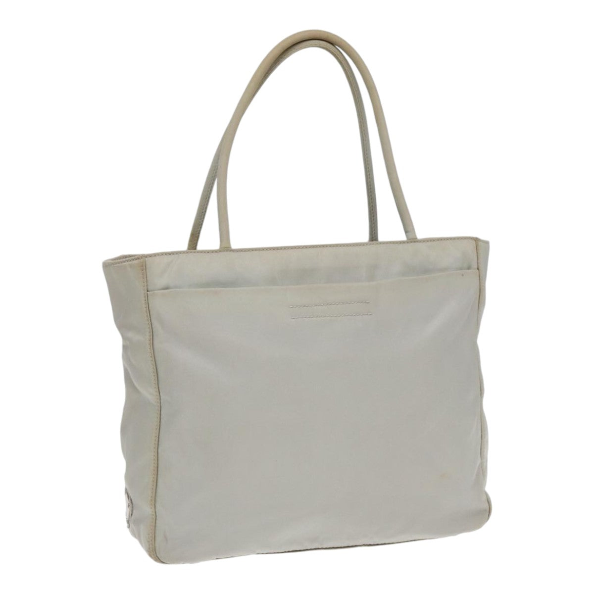 PRADA Hand Bag Nylon Gray Silver Auth