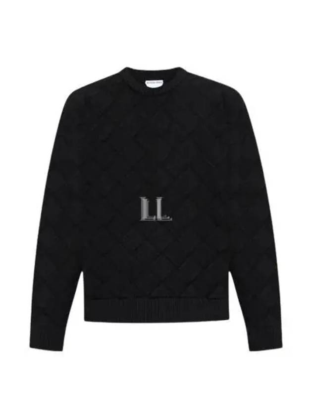 Luxury Bottega Veneta Intrecciato Crew Neck Knit Top Navy