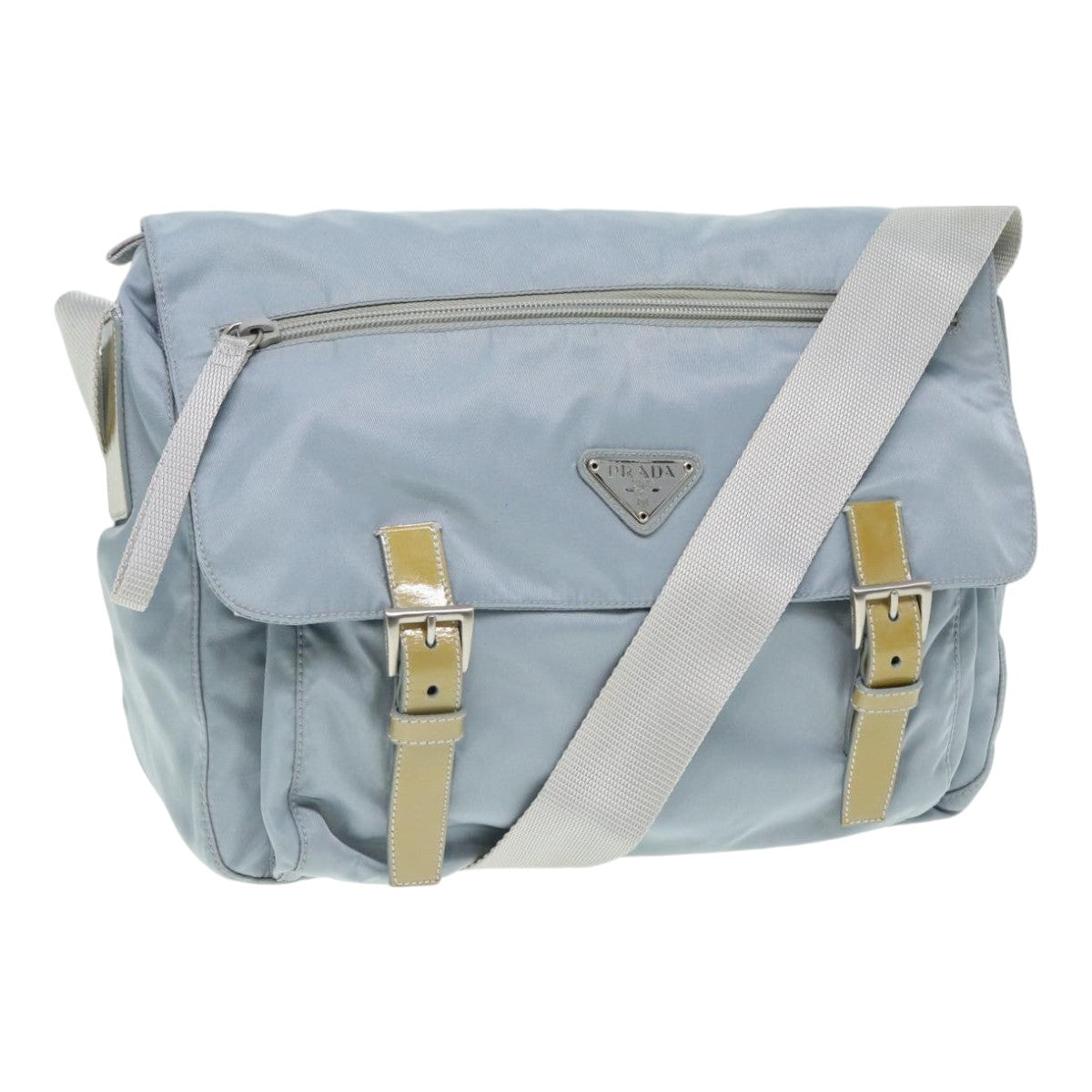 PRADA Shoulder Bag Nylon Blue Silver Auth
