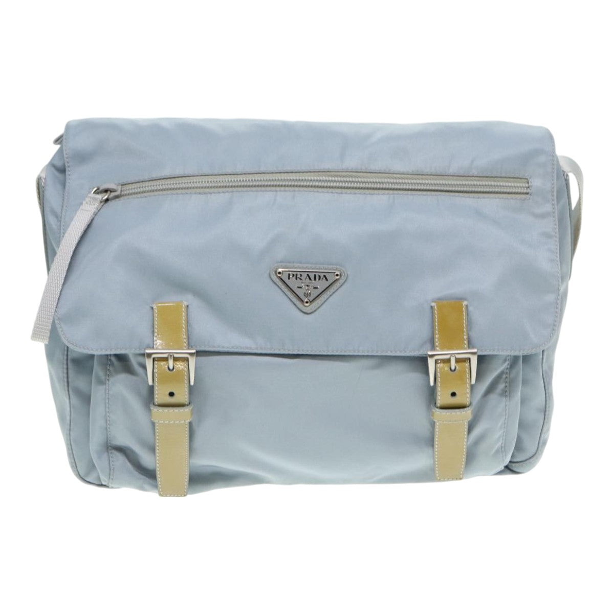 PRADA Shoulder Bag Nylon Blue Silver Auth