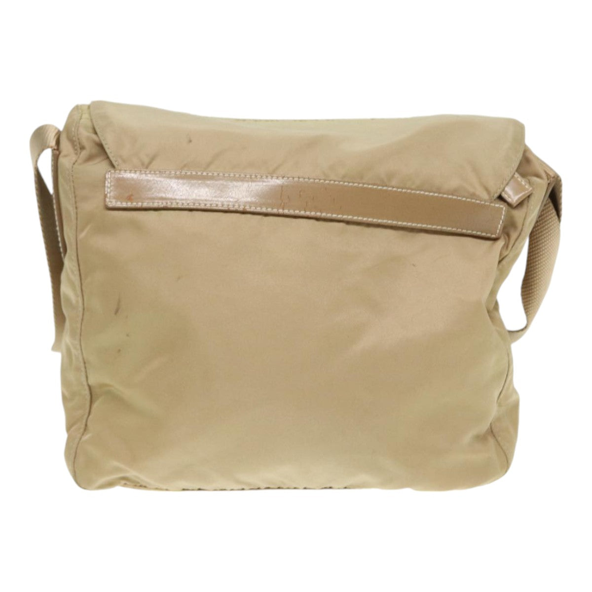 PRADA Shoulder Bag Nylon Beige Silver Auth