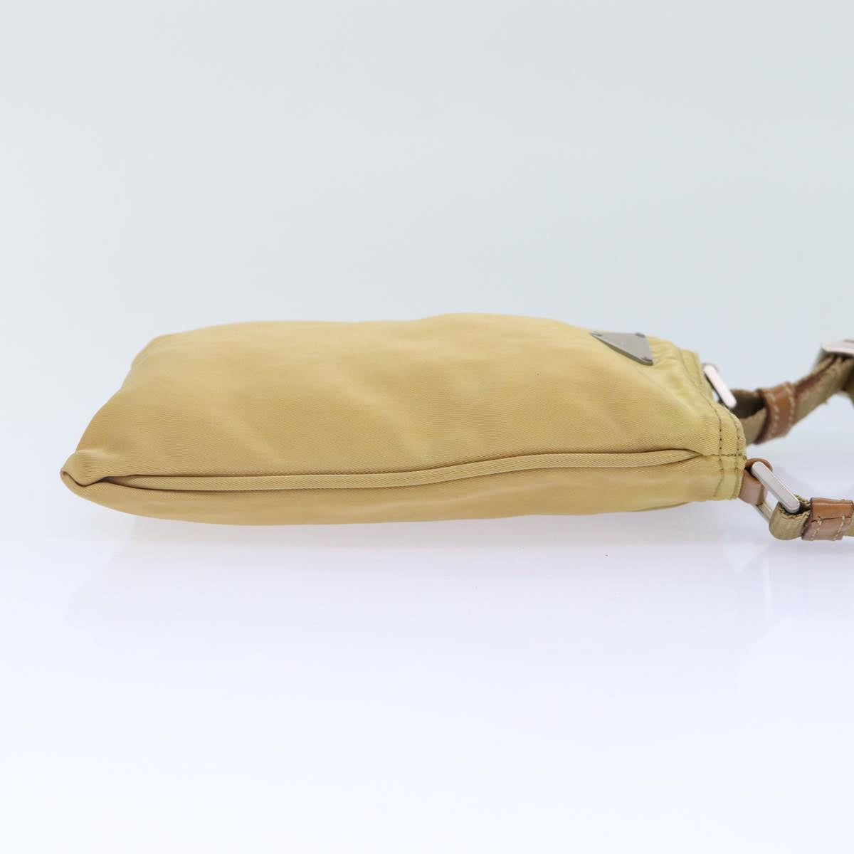 PRADA Shoulder Bag Nylon Beige Silver Auth