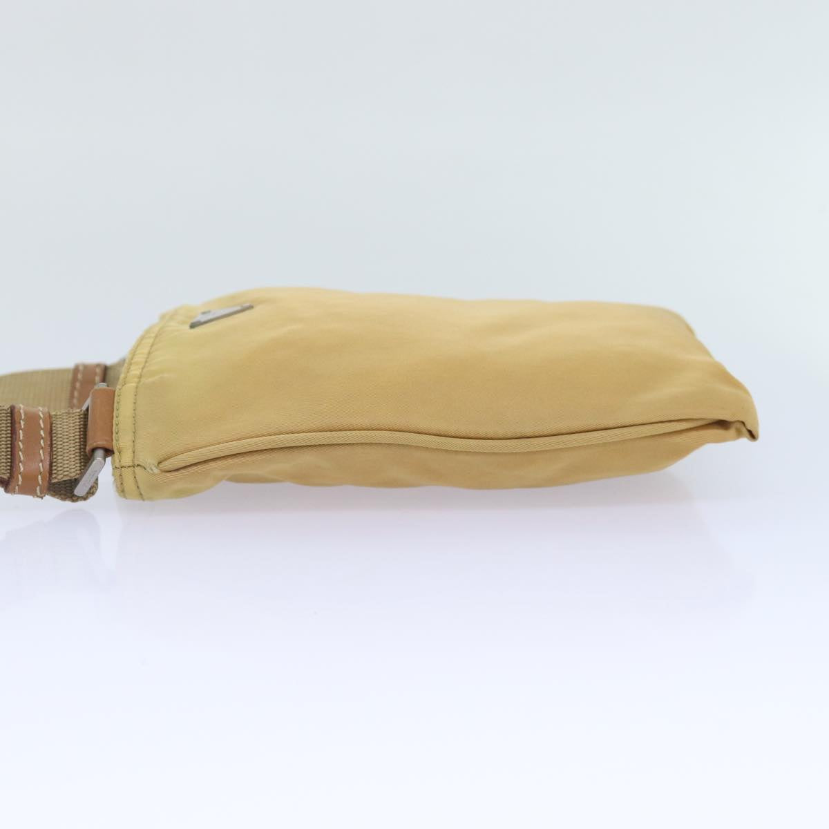 PRADA Shoulder Bag Nylon Beige Silver Auth