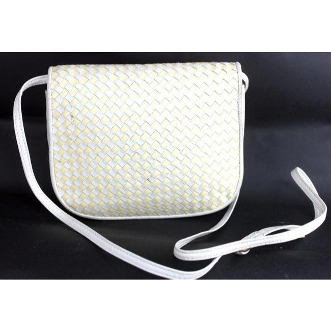 Fendi Pursesdesigner Purses Taupe And Ivory Woven Leather Shoulder Bag