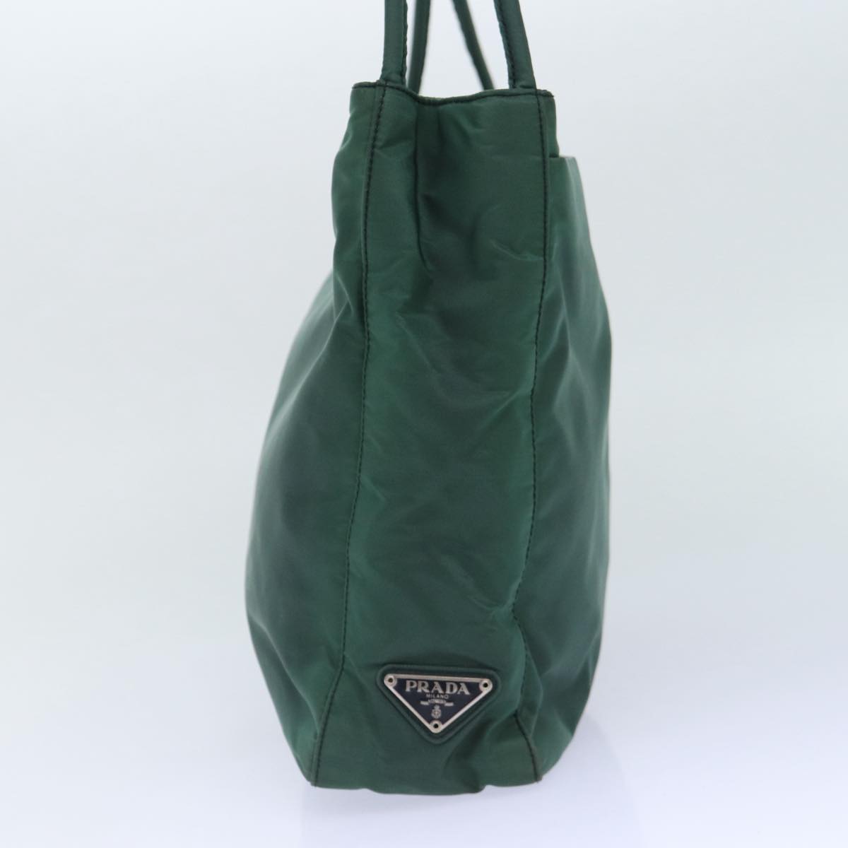 PRADA Tote Bag Nylon Green Silver Auth