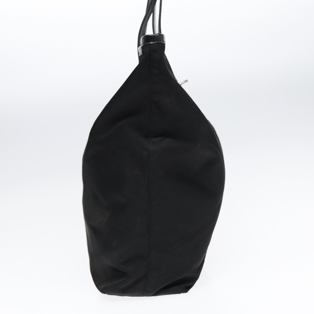 PRADA Tote Bag Nylon Black Silver Auth