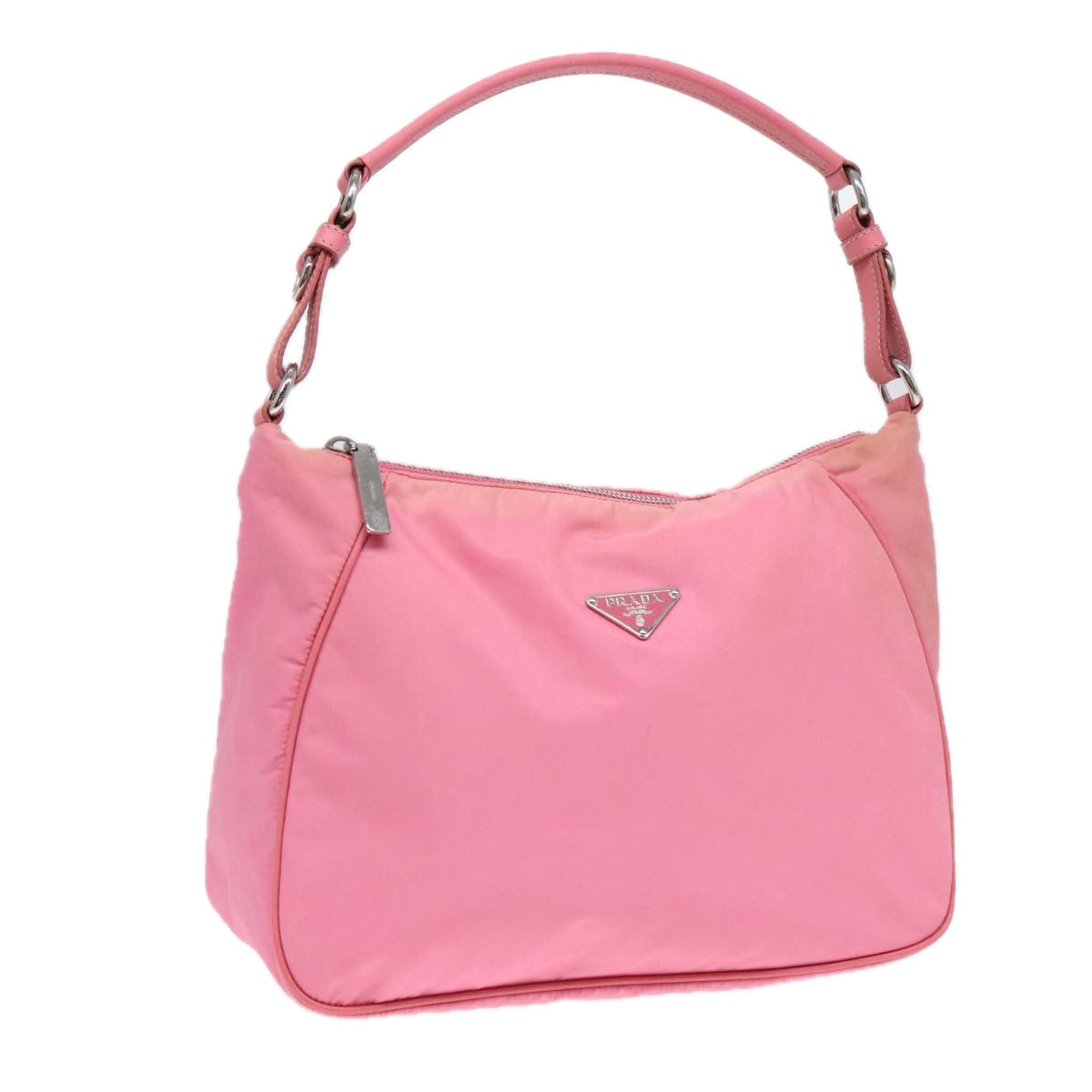 PRADA Shoulder Bag Nylon Pink Silver Auth