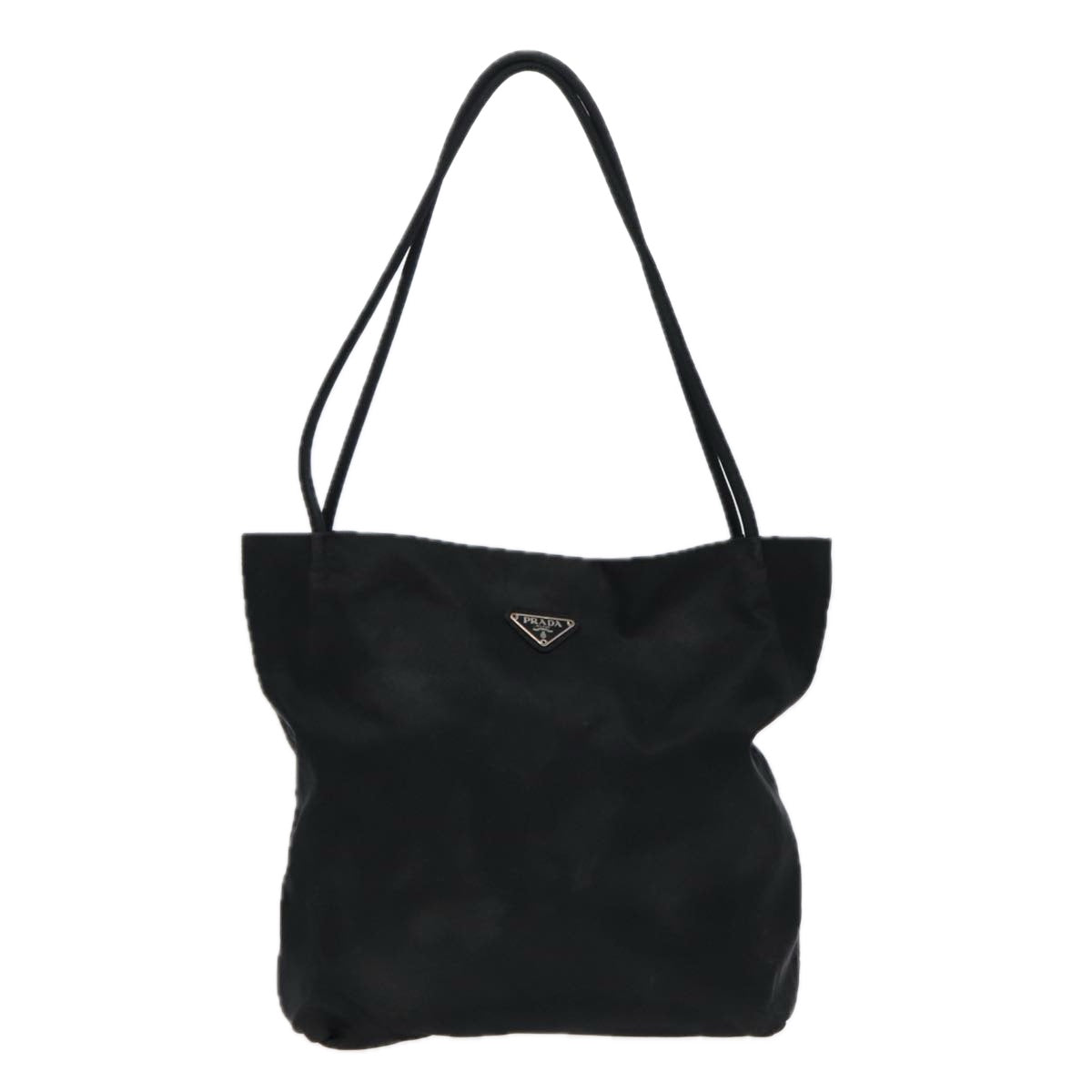 PRADA Tote Bag Nylon Black Silver Auth