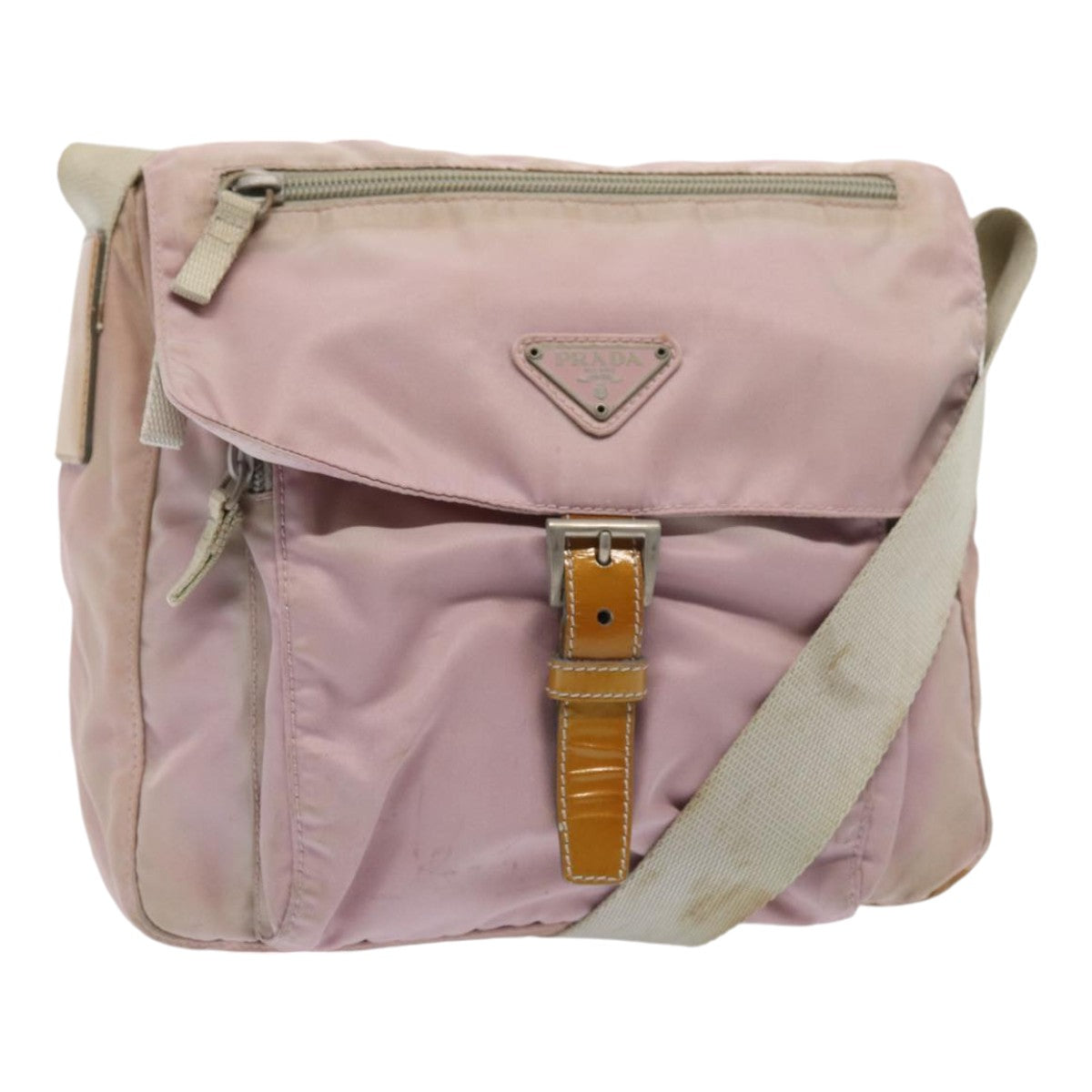 PRADA Shoulder Bag Nylon Pink Silver Auth
