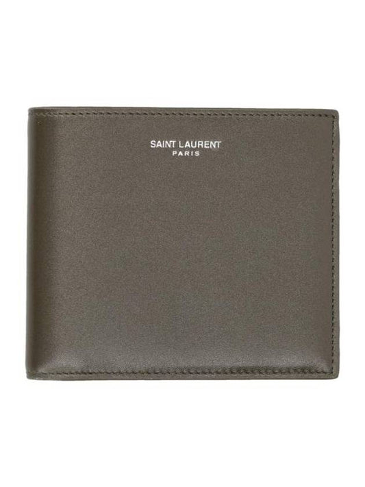 Luxury Saint Laurent Trending 2026 East West Leather Half Wallet Light Musk