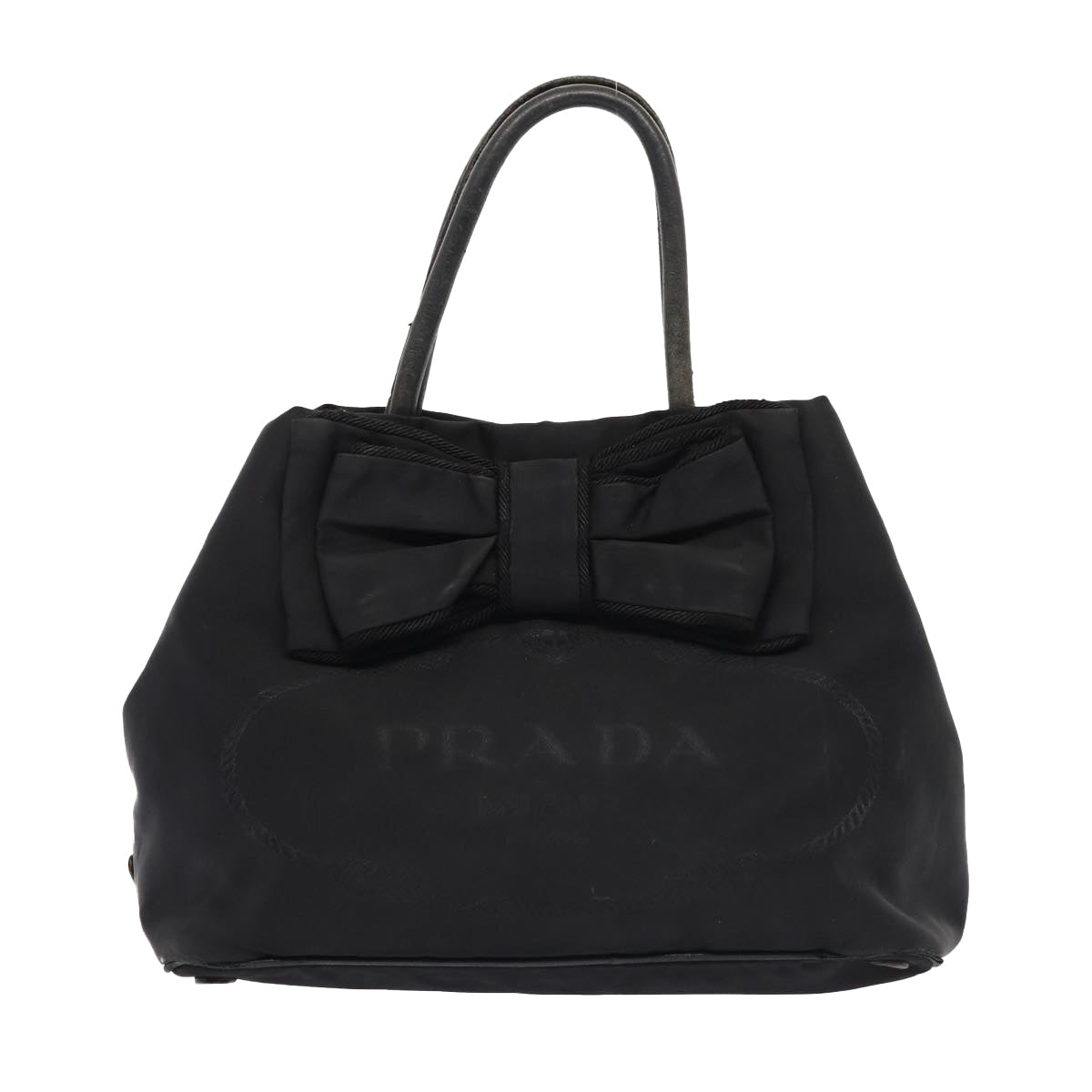 PRADA Shoulder Bag Nylon Black Gold Auth