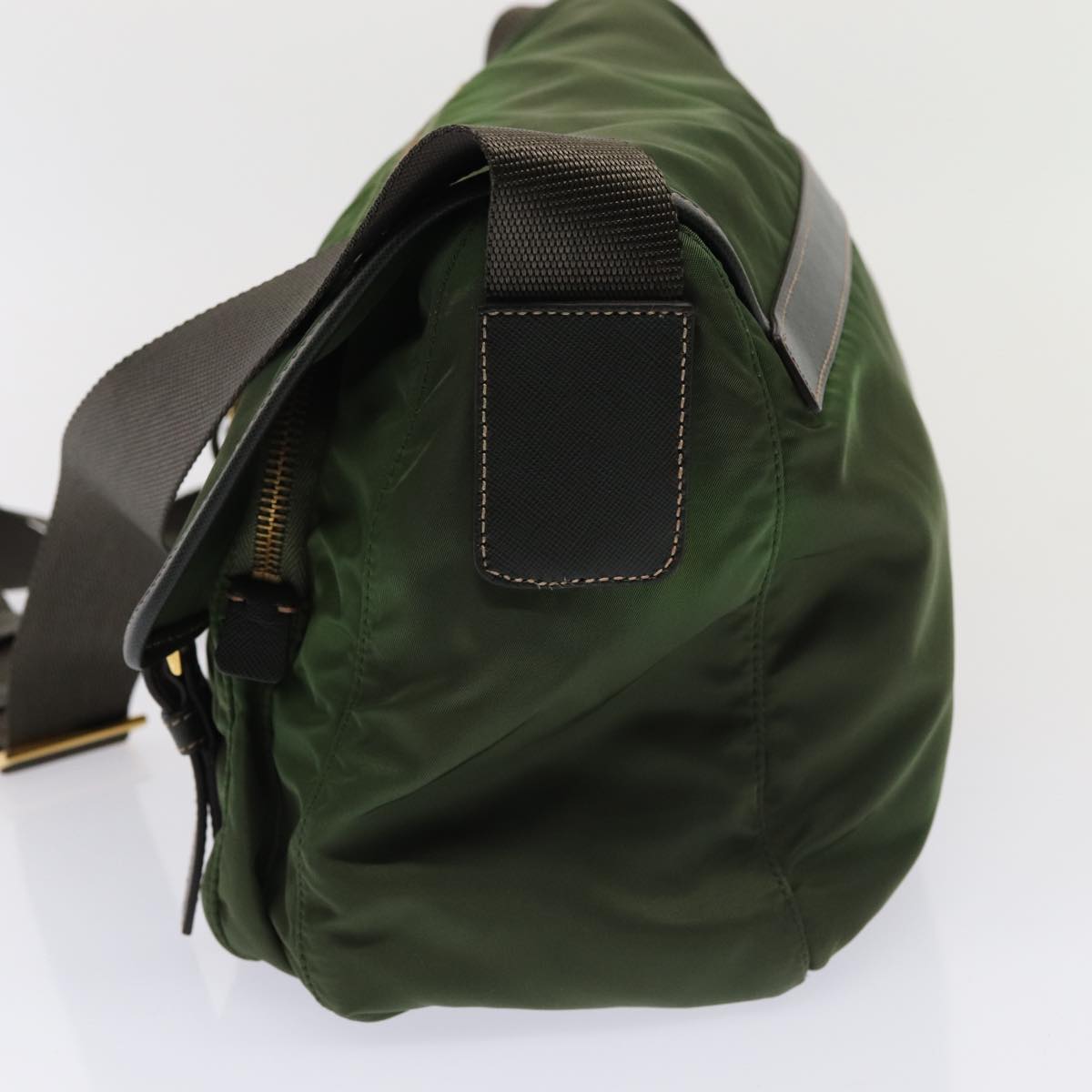 PRADA Shoulder Bag Nylon Khaki Gold Auth